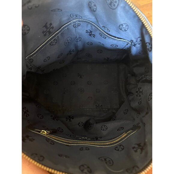 AUTHENTIC TORY BURCH BLACK LEATHER LIMITED EDITION MOON TOTE - Picture 6 of 7